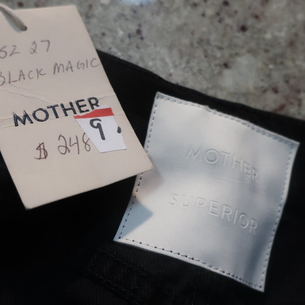 NWT Womens Mother Black Magic (Item- 9) The Spinner Zip Sneak Wide Leg Jeans 27 - Picture 16 of 16
